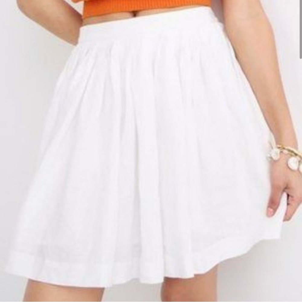 J CREW - Women’s White Linen Pleated Mimi Skirt -Size 14.